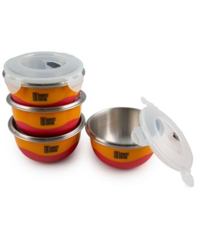 Robert Irvine 6-Piece Microwave-Safe Mixing Bowl and Lid Set, Orange