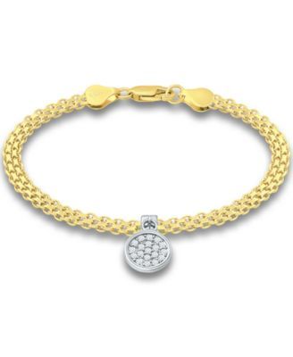 Cubic Zirconia Disc Charm Bismark Chain Bracelet, Created for Macy's