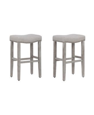 29" Upholstered Saddle Seat Counter Stool, Set of 2