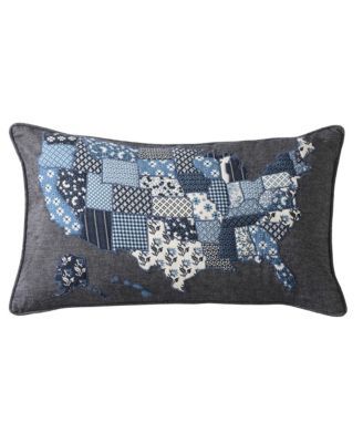 Americana Map 14" x 24" Decorative Pillow, Created for Macy's