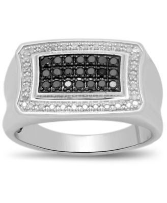 Men's Black & White Diamond Ring (1/2 ct. t.w.) in Sterling Silver