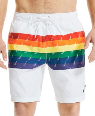 Men's Pride Rainbow-Stripe 8" Swim Trunks