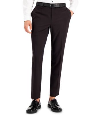 Men's Slim-Fit Burgundy Solid Suit Pants, Created for Macy's