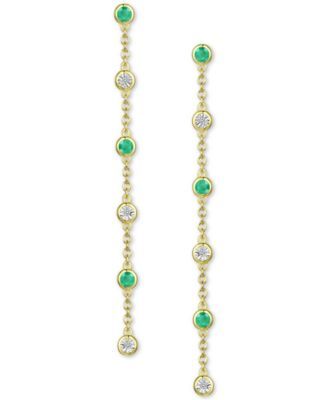 Sapphire (1/2 ct. t.w.) & Diamond Accent Linear Drop Earrings 14k White Gold (Also Emerald Ruby)