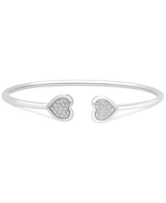 Diamond Heart Lock & Key Braided Mesh Bangle Bracelet (1/4 ct. t.w.) in  Sterling Silver & 14k Rose Gold-Plate