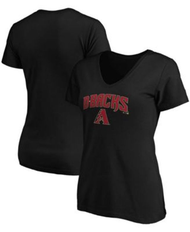 Women's Fanatics Branded Black Arizona Diamondbacks Team Logo Lockup V-Neck  T-Shirt