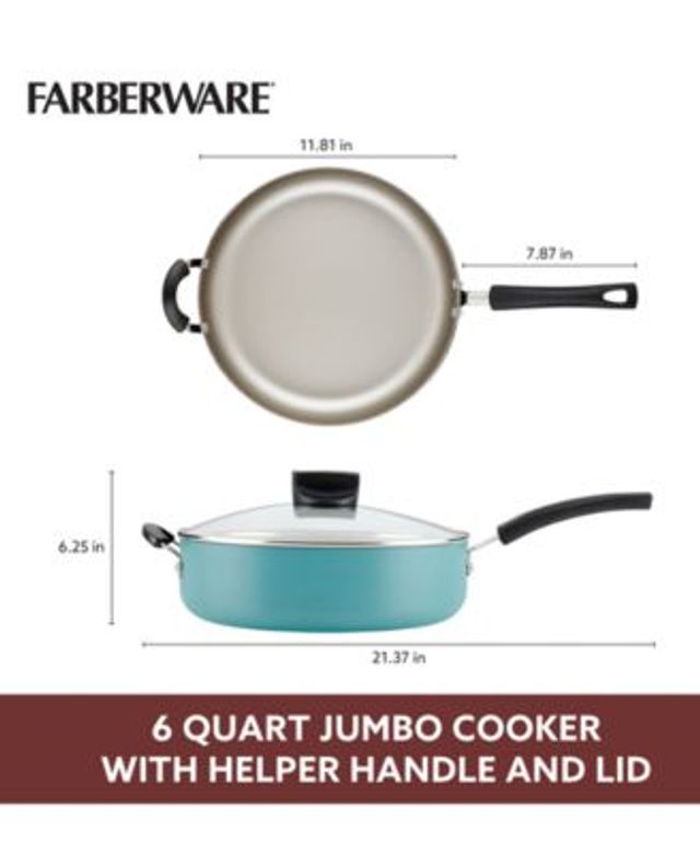 Farberware Aluminum 6-Quart Nonstick Jumbo Cooker with Helper Handle, Black