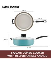 Farberware Aluminum 6-Quart Nonstick Jumbo Cooker with Helper Handle, Aqua