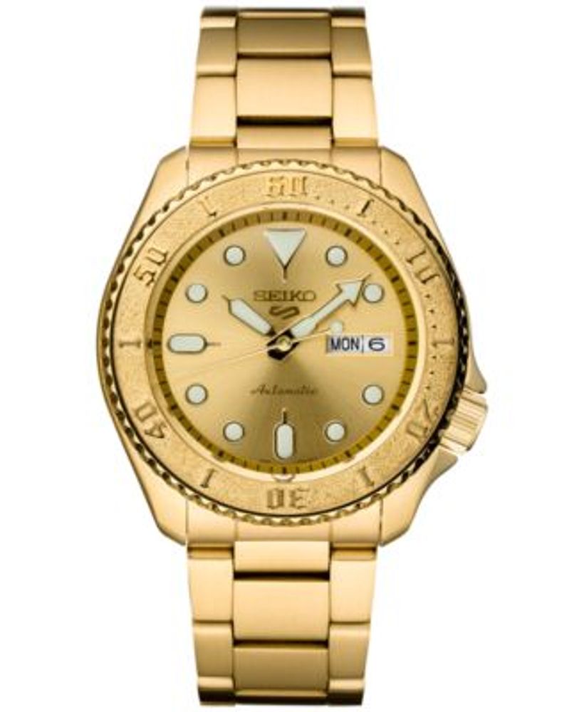Seiko Men's Automatic 5 Sports Gold-Tone Stainless Steel Bracelet Watch  43mm | Montebello Town Center