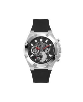 Men's Black Silicone Strap Multi-Function Watch 46mm