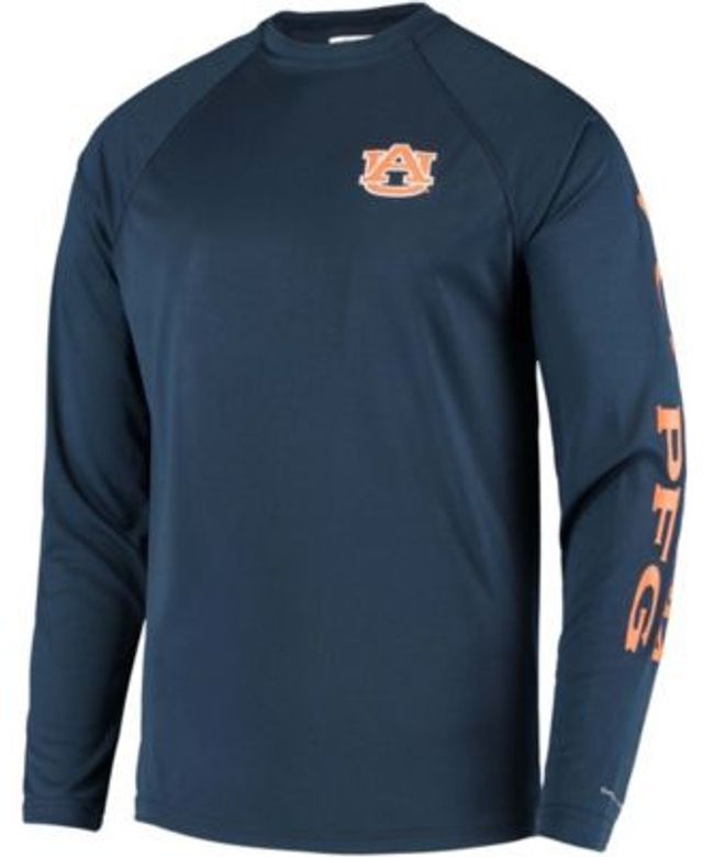 Columbia Men's Auburn Tigers Terminal Tackle Long Sleeve T-Shirt, Navy, Size: Large