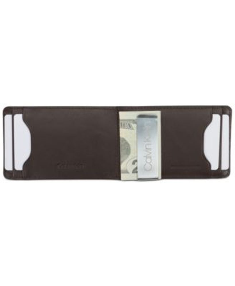 Men's Pebbled Leather RFID Bifold Wallet with Removable Money Clip