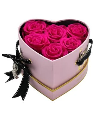 Pop-Up Hugs and Kisses Heart Shaped Box with 6 Real Raspberry Punch Roses