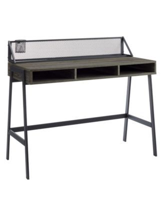 Urban Industrial Metal Mesh Back Writing Desk with Cubby Storage