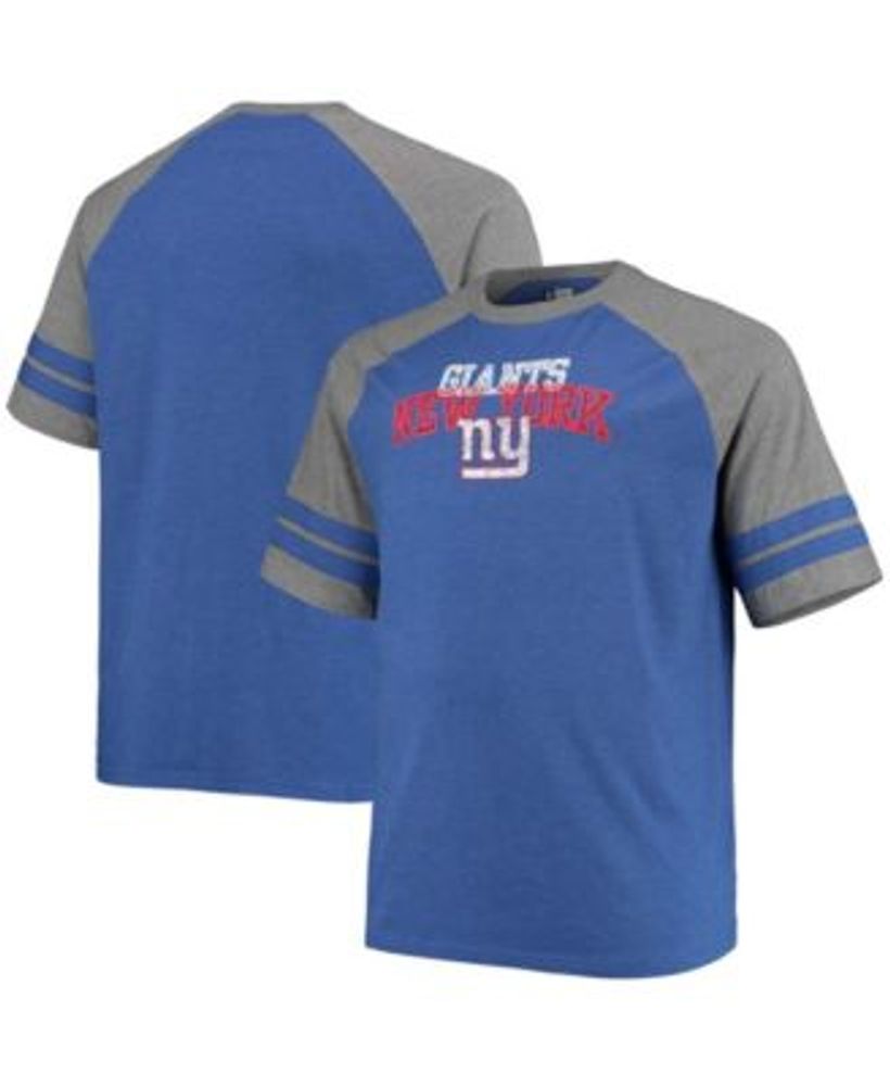 Men's Nike Heathered Charcoal/Royal New York Giants Tri-Blend Raglan Athletic Long Sleeve Fashion T-Shirt Size: Small