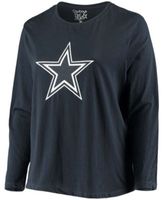 Dallas Cowboys Fanatics Branded Women's Plus Size Primary Logo Long Sleeve  T-Shirt - Navy