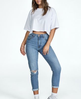 Women's Stretch Ripped Mom Jeans
