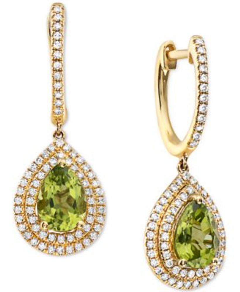 Peridot and White Gold Drop Earrings by brunet  Gem Set Love