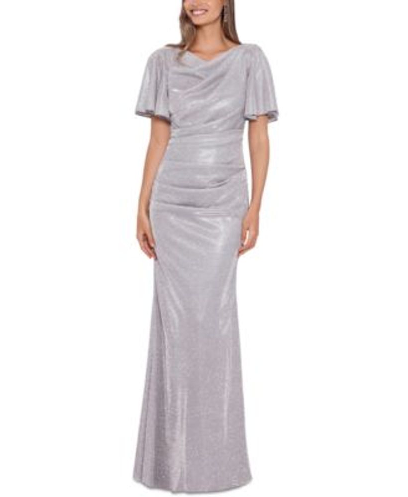 Betsy & Adam Petite Flutter-Sleeve Metallic Gown | Fairlane Town Center