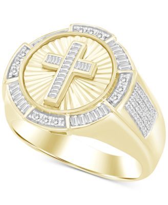 Men's Diamond Cross Ring (1/2 ct. t.w.) in 10k Gold