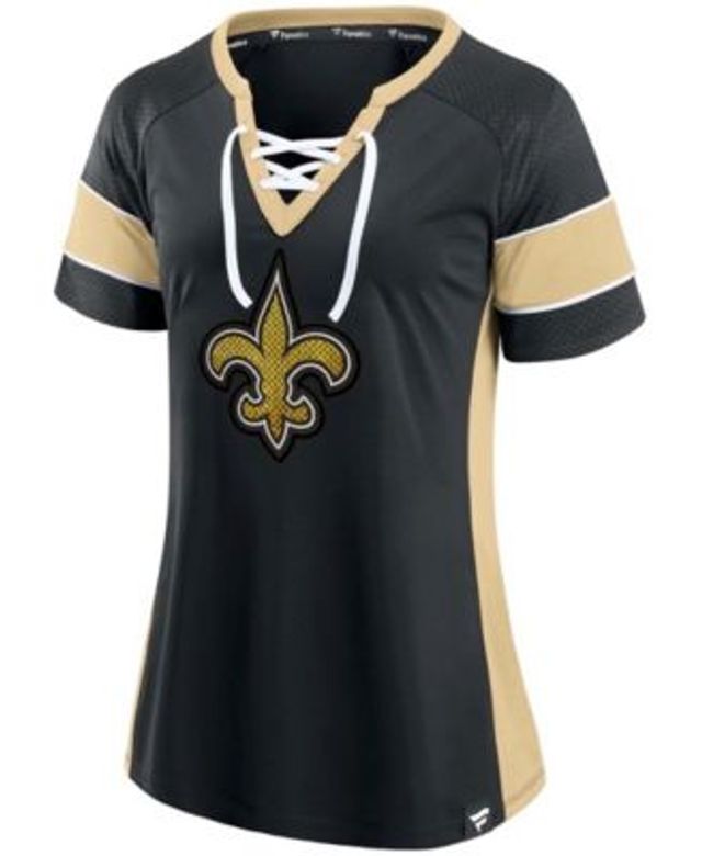 New Orleans Saints New Era Women's Legacy Lace-Up Raglan T-Shirt -  Gold/Black