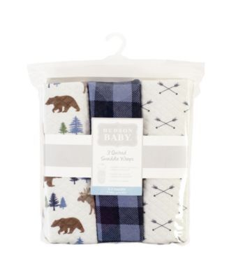 Baby Boys Quilted Swaddle Wrap, Pack of 3