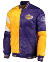 Women's Starter Purple/Gold Los Angeles Lakers Split Colorblock Satin Full-Snap Varsity Jacket Size: Large