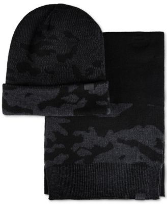 Men's Camouflage Beanie and Scarf Set