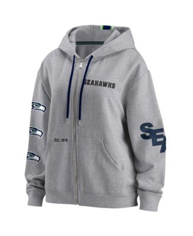 Lids Seattle Seahawks New Era Women's Throwback Colorblock Full-Zip Hoodie  - College Navy/Neon Green