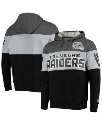 Men's New Era Black/Silver Las Vegas Raiders Big & Tall Current Team Colorblock Fleece Raglan Pullover Hoodie