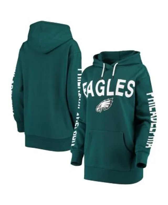 Youth Philadelphia Eagles Midnight Green Color Block Raglan Pullover Hoodie