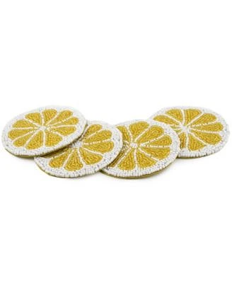 Beaded Lemon Slice Coasters, Set of 4