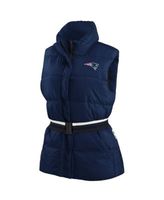 Lids Seattle Seahawks WEAR by Erin Andrews Women's Full-Zip Puffer Vest  with Belt - College Navy