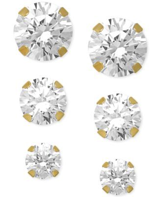Cubic Zirconia Round Stud Earrings Set 14k White Gold (3/8-1-3/4 ct. t.w.)