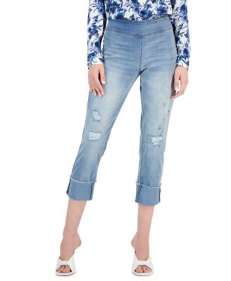 Women's Mid Rise Straight-Leg Pull-On Jeans, Created for Macy's