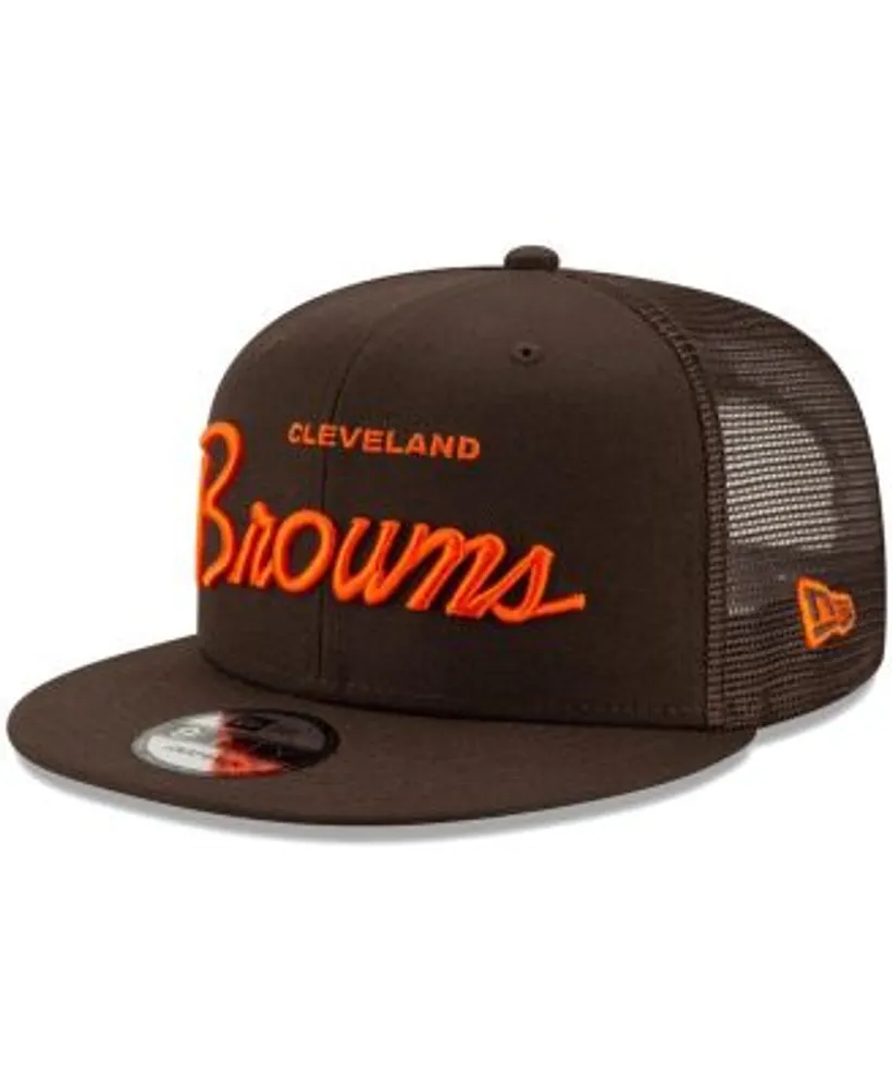 Men's New Era Brown Cleveland Browns Script Trucker 9FIFTY Snapback Hat