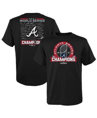 Youth Boys Branded Black Atlanta Braves 2021 World Series Champions Signature Roster T-shirt