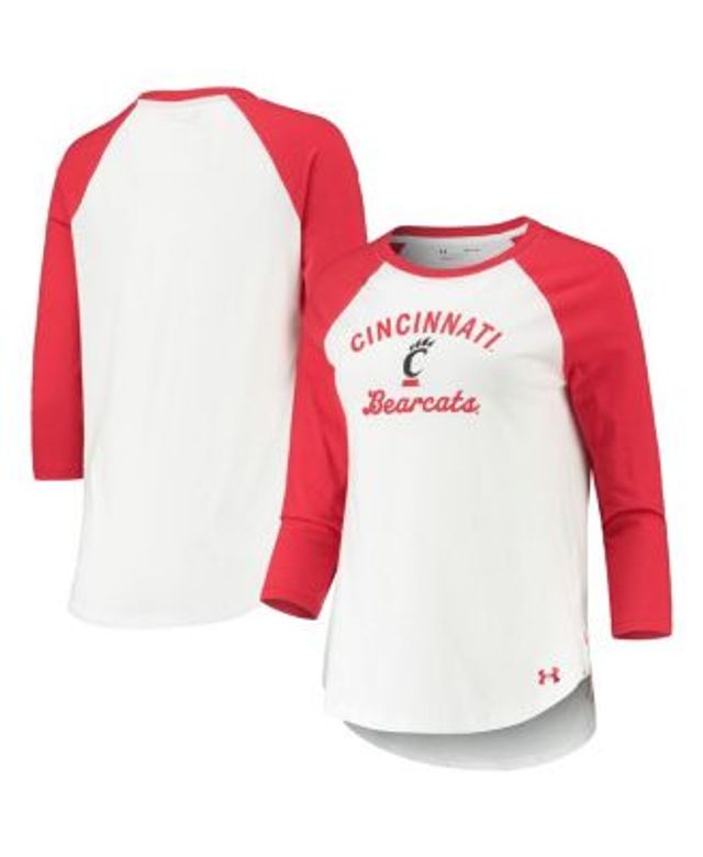 Women's Nike Red/Black Cincinnati Reds Modern Baseball Arch Tri-Blend  Raglan Three-Quarter Sleeve T-Shirt