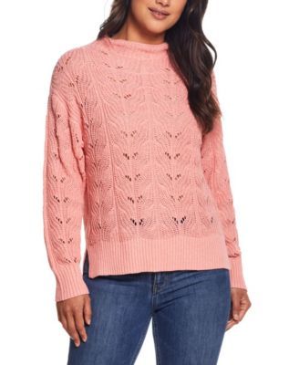 Women's Slub Pointelle Mock Neck Sweater