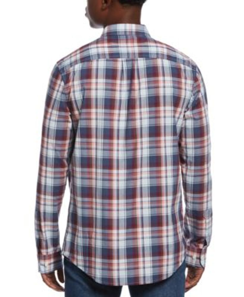 Men's Plaid Long-Sleeve Button-Down Shirt