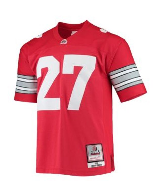 Men's Mitchell & Ness Eddie George Scarlet/Black Ohio State Buckeyes Name &  Number Tie-Dye V-Neck T-Shirt