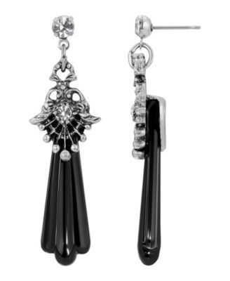 Women's Crystal and Jet Drop Earring