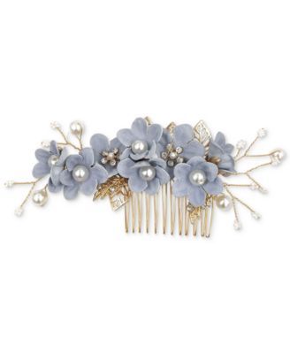 Gold-Tone Crystal & Imitation Pearl Flower Hair Comb, Created for Macy's