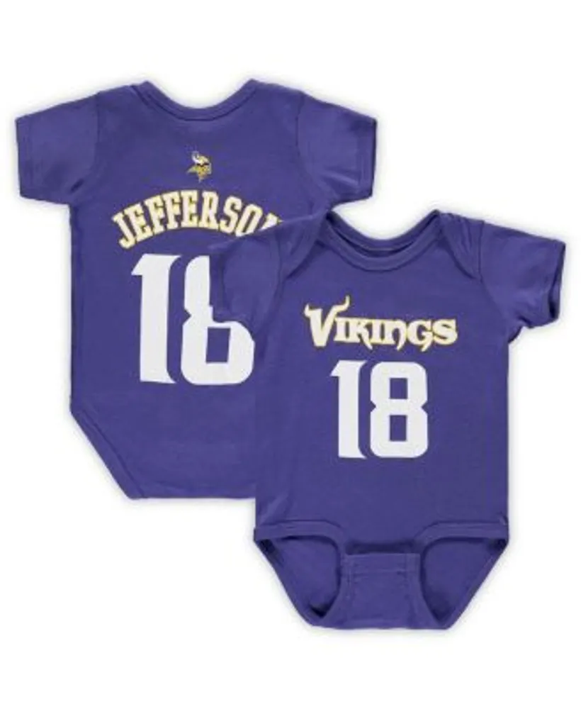 Outerstuff Newborn and Infant Boys Girls Justin Jefferson Purple Minnesota  Vikings Mainliner Player Name Number Bodysuit