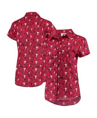 Chicago Cubs Women's Tonal Print Button-Up Shirt - Royal/Red