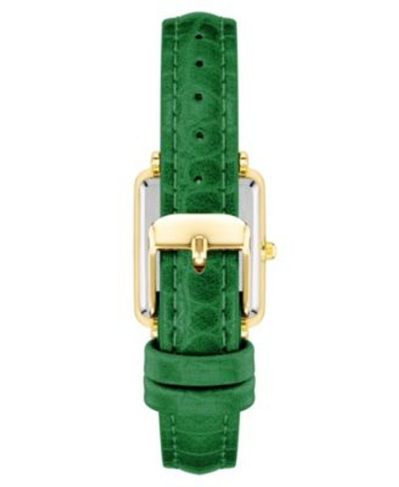 Women's Watch in Green Vegan Leather with Gold-Tone Lugs, 24x36.3mm