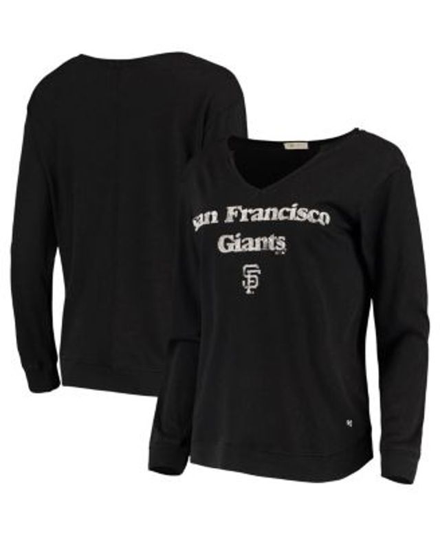 Lids San Francisco Giants WEAR by Erin Andrews Women's Notch Neck Tie-Dye T- Shirt - Black