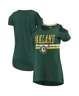 Women's Green Oakland Athletics Clear the Bases Scoop Neck T-shirt