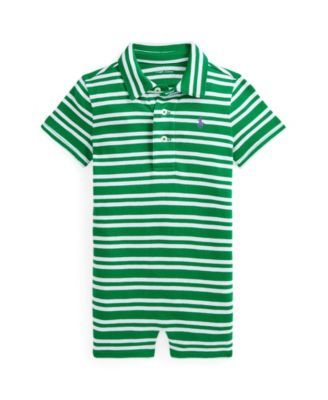 Baby Boys Striped Soft Cotton Polo Shortall