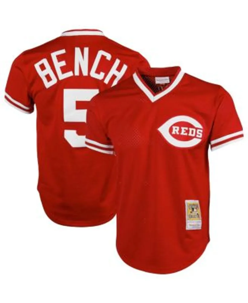 Mitchell & Ness Men's Johnny Bench Red Cincinnati Reds Cooperstown  Collection Big and Tall Mesh Batting Practice Jersey